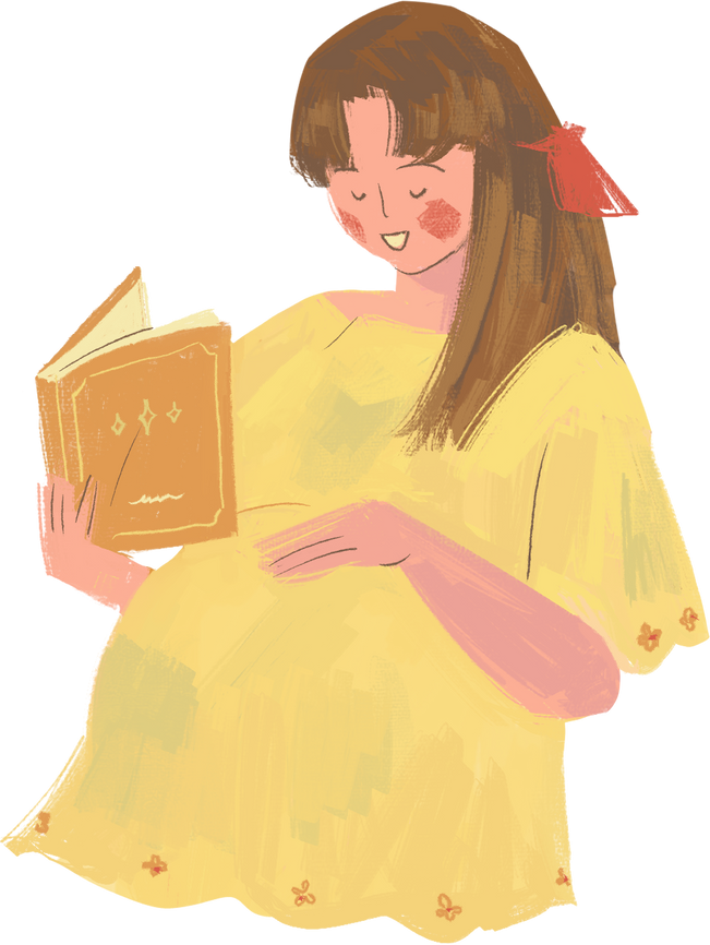 Painted Handdrawn Mom Reading